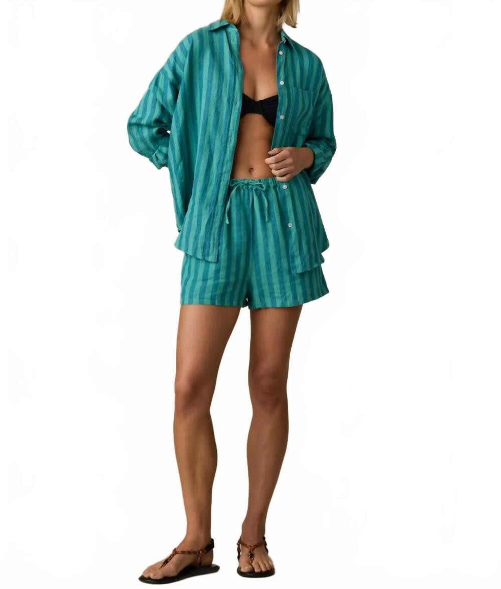 NEW FAHERTY laguna linen montecito shorts in tropic glow stripe